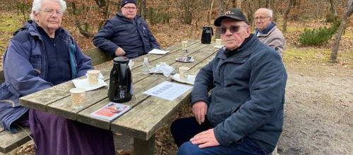 Erik Halle, Gorm Larsen, Egon Overbeck og Alfred Bovtrup har givet samtykke til brug af billedet. Foto: Sundhedscenter Vest