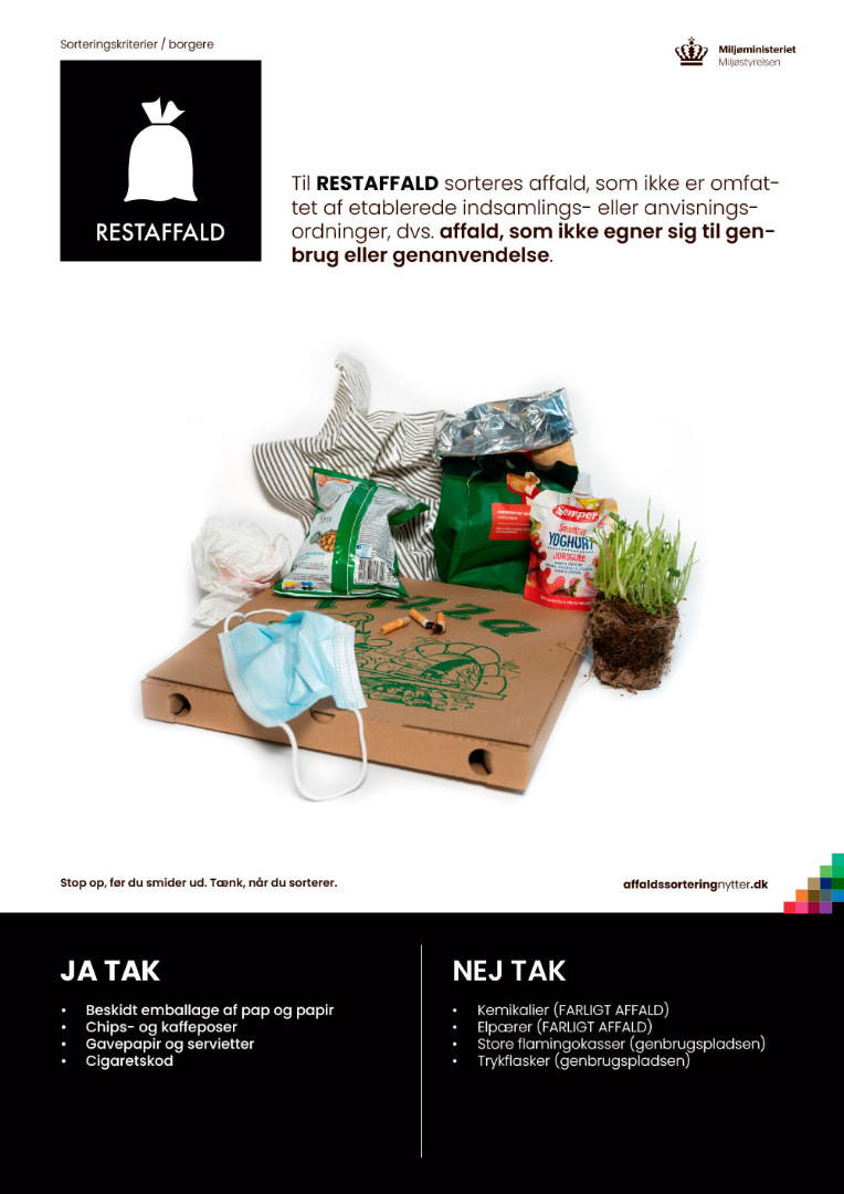 Plakat med eksempler på restaffald