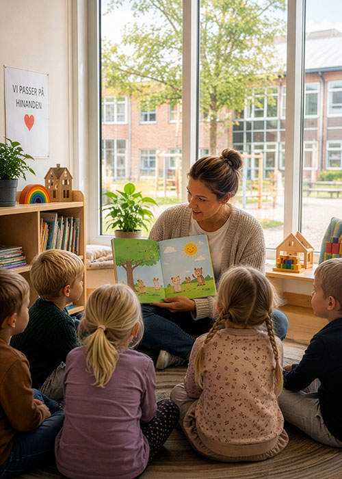 Dekorativt billede - børn som får læst historie