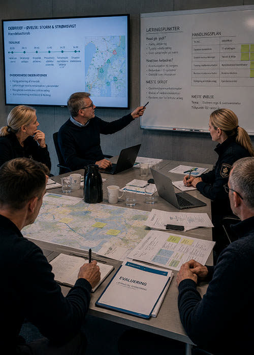 Dekorativt billede af en tænkt debrifings-situation