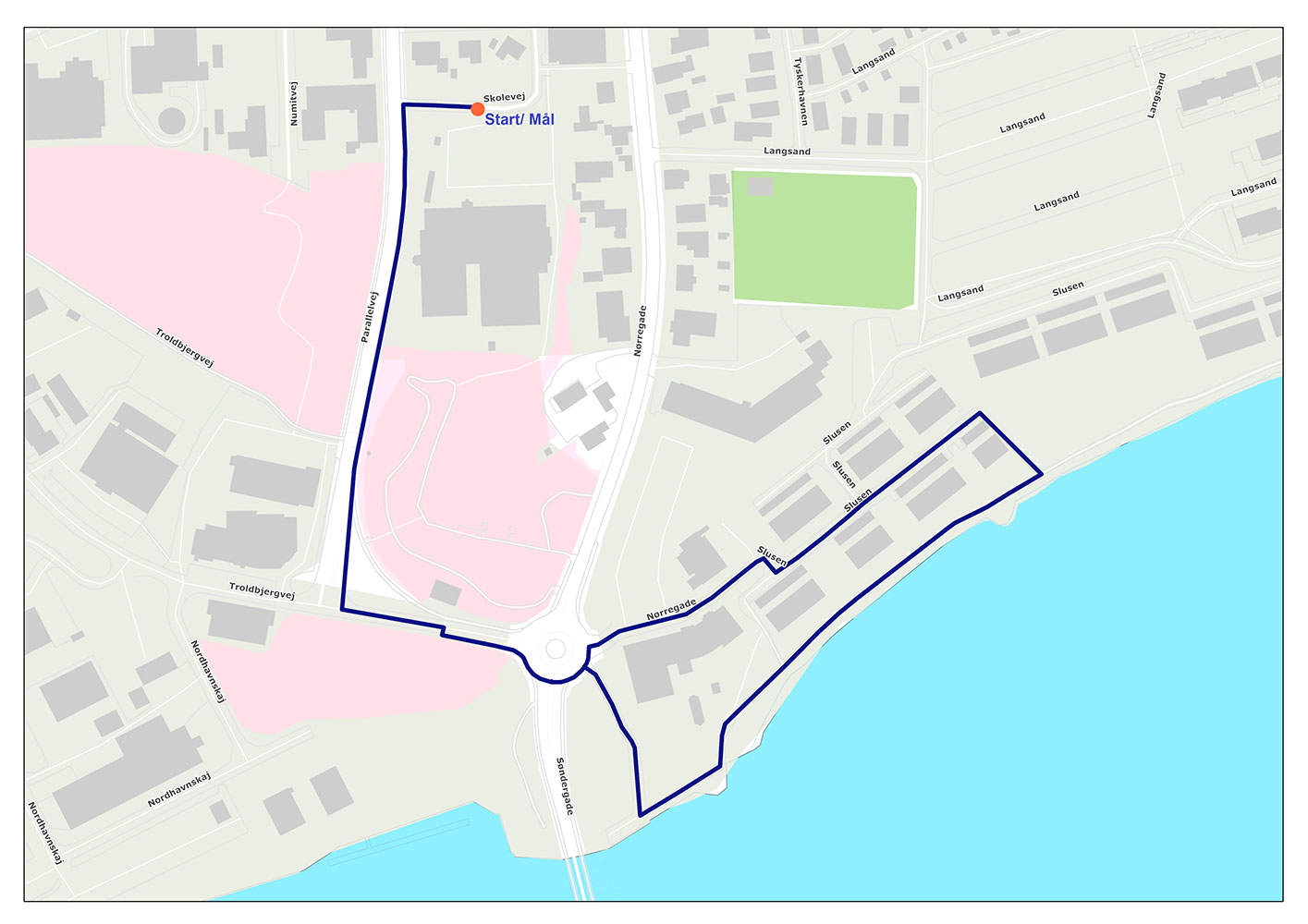 Kortudsnit af Ruten Hvide Sande Hallen