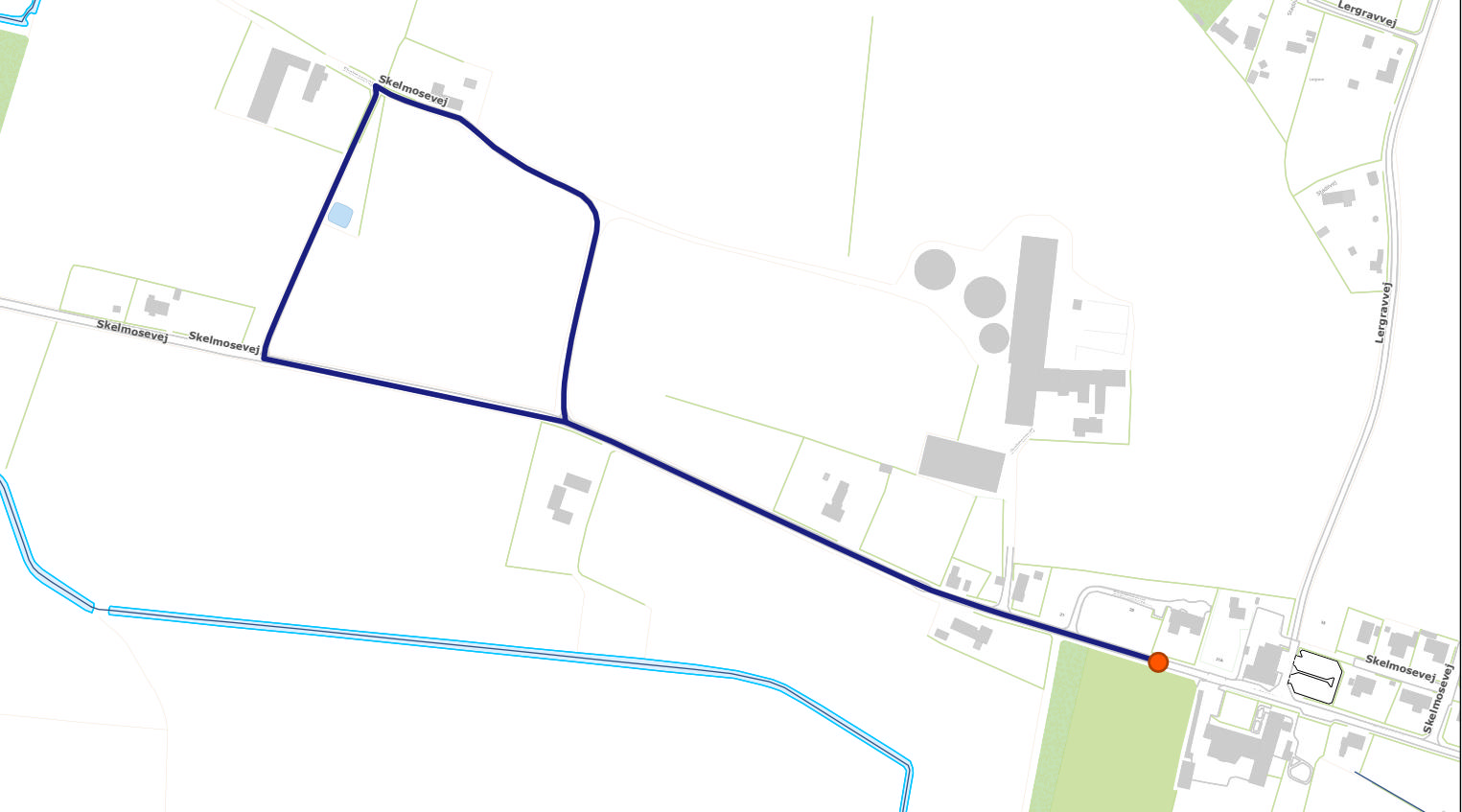Kort over One Mile rute i Stadil - Skelmosevej