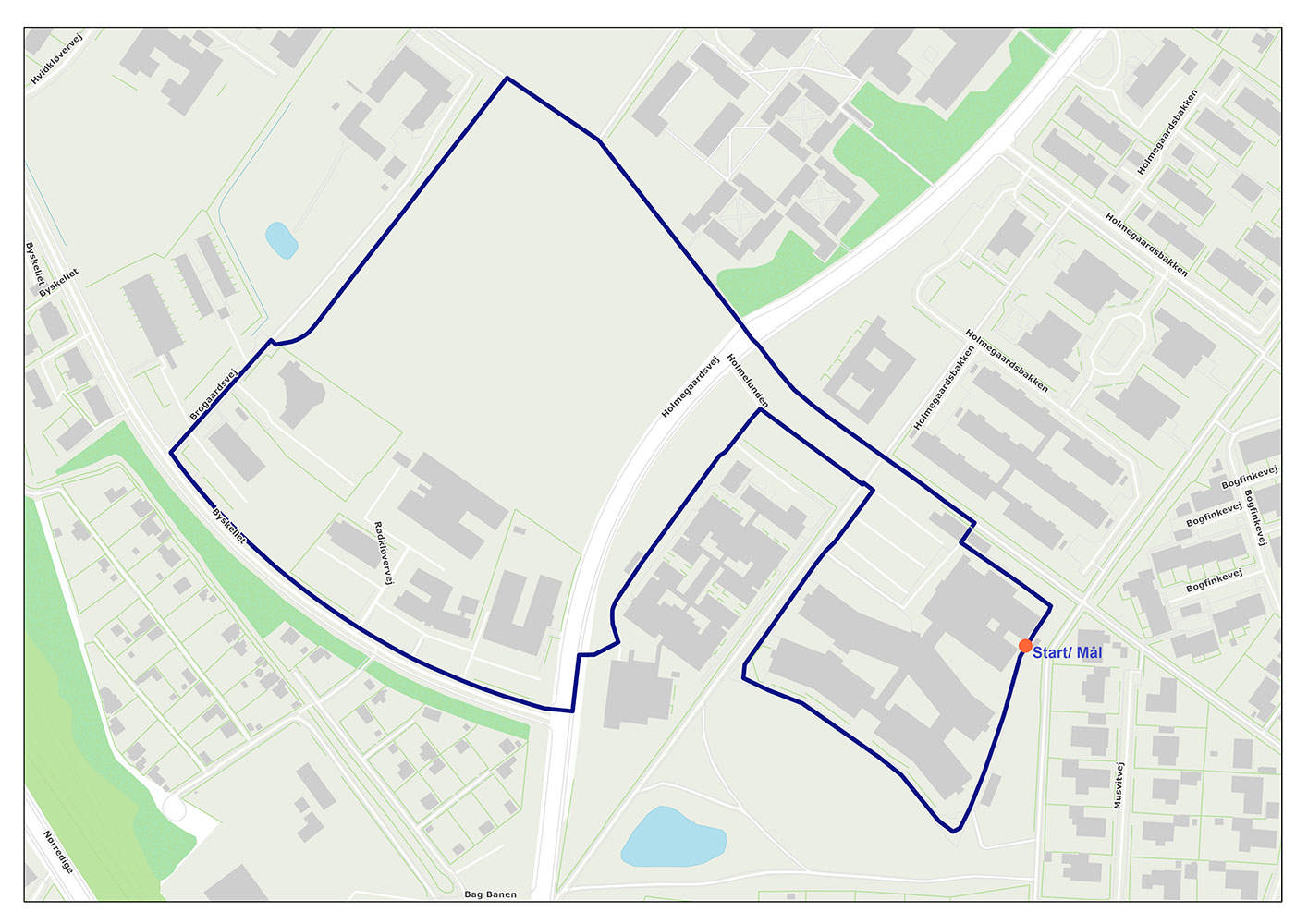 Kortudsnit af ruten Ringkøbing, Holmelunden