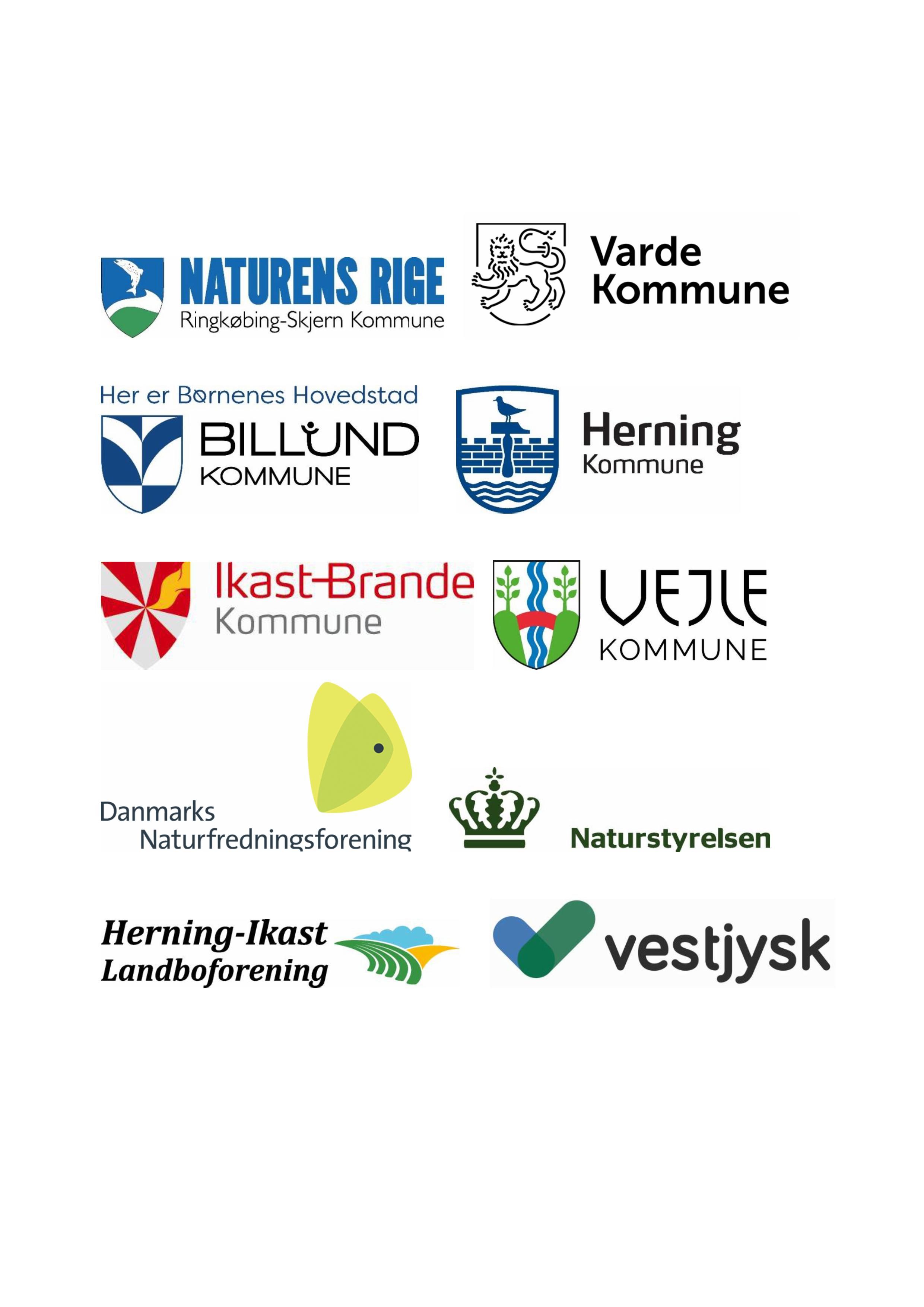 Logoer for kommuner og organisationer i Den Lokale Trepart for Ringkøbing Fjord
